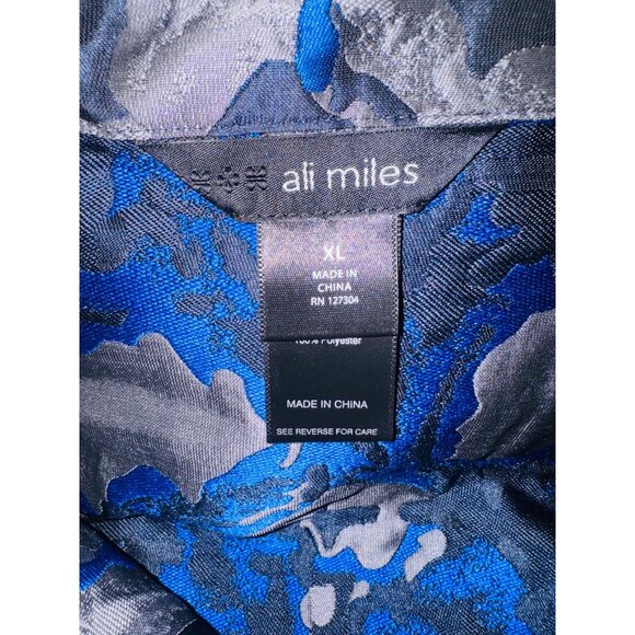 Ali Miles XL Blue Silver Abstract Statement Jacket Office Evening Artsy Blazer - Picture 6 of 11